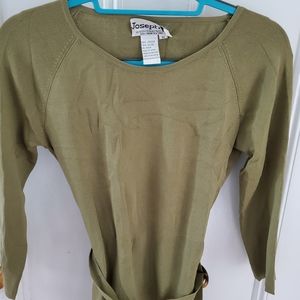Joseph A olive green knit sweater with belt size M